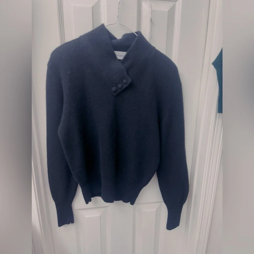 Womens lambsWool Sweater Cowl‎ Neck black MEDIUM